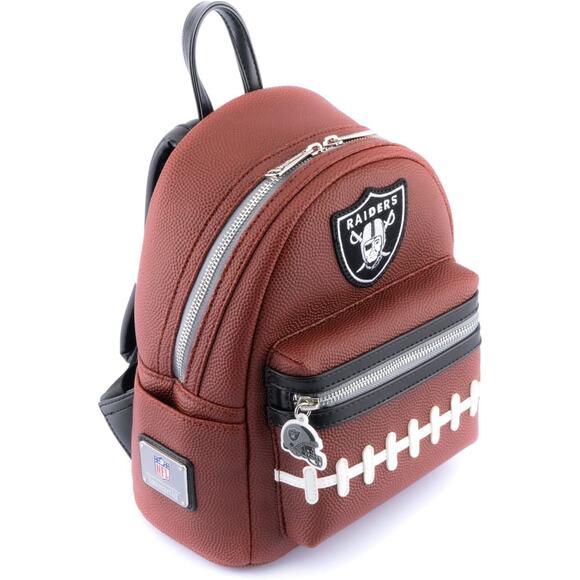 Loungefly NFL Las Vegas Raiders Football Team Pigskin Mini Backpack Back Pack - Picture 9 of 9
